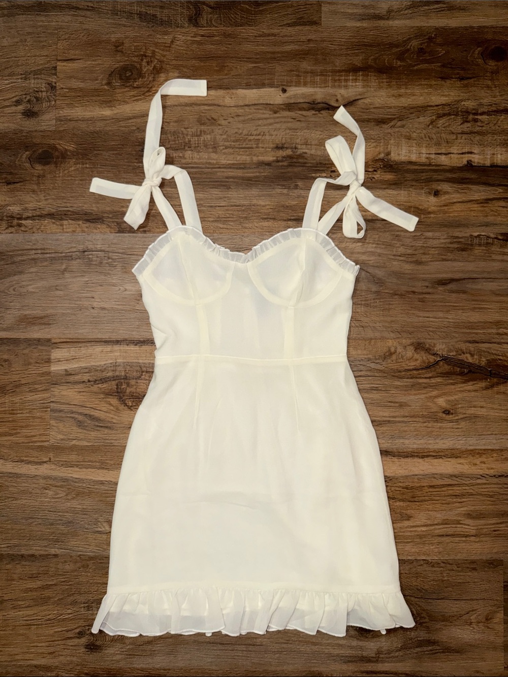 White Ruffle Mini Dress - Picture 2 of 11